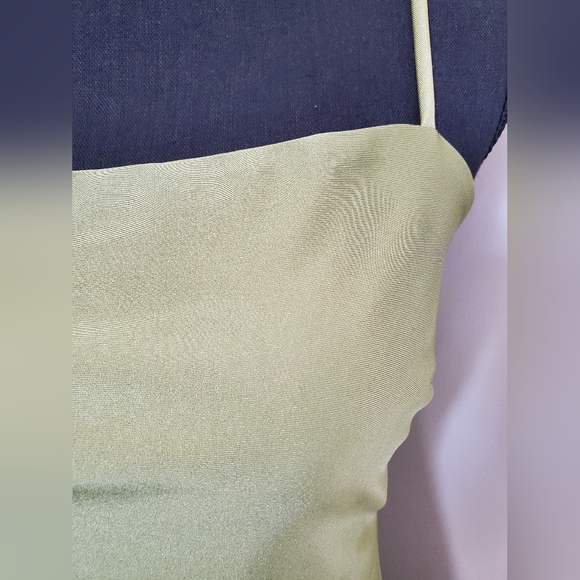 SAGE SHIMMER SHORT DRESS WITH PULL STRINGS - Picture 2 of 4